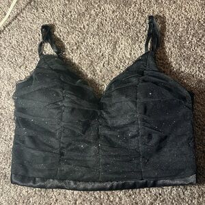 Black Glittery Crop Top